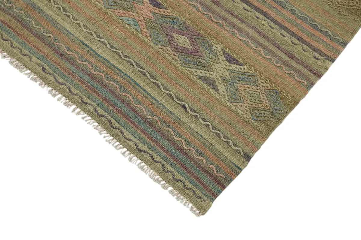Anadolu Eskitme Multi Renk Pamuk Üzerine Yün El Dokuma Kilim-170x222 - Görsel 4