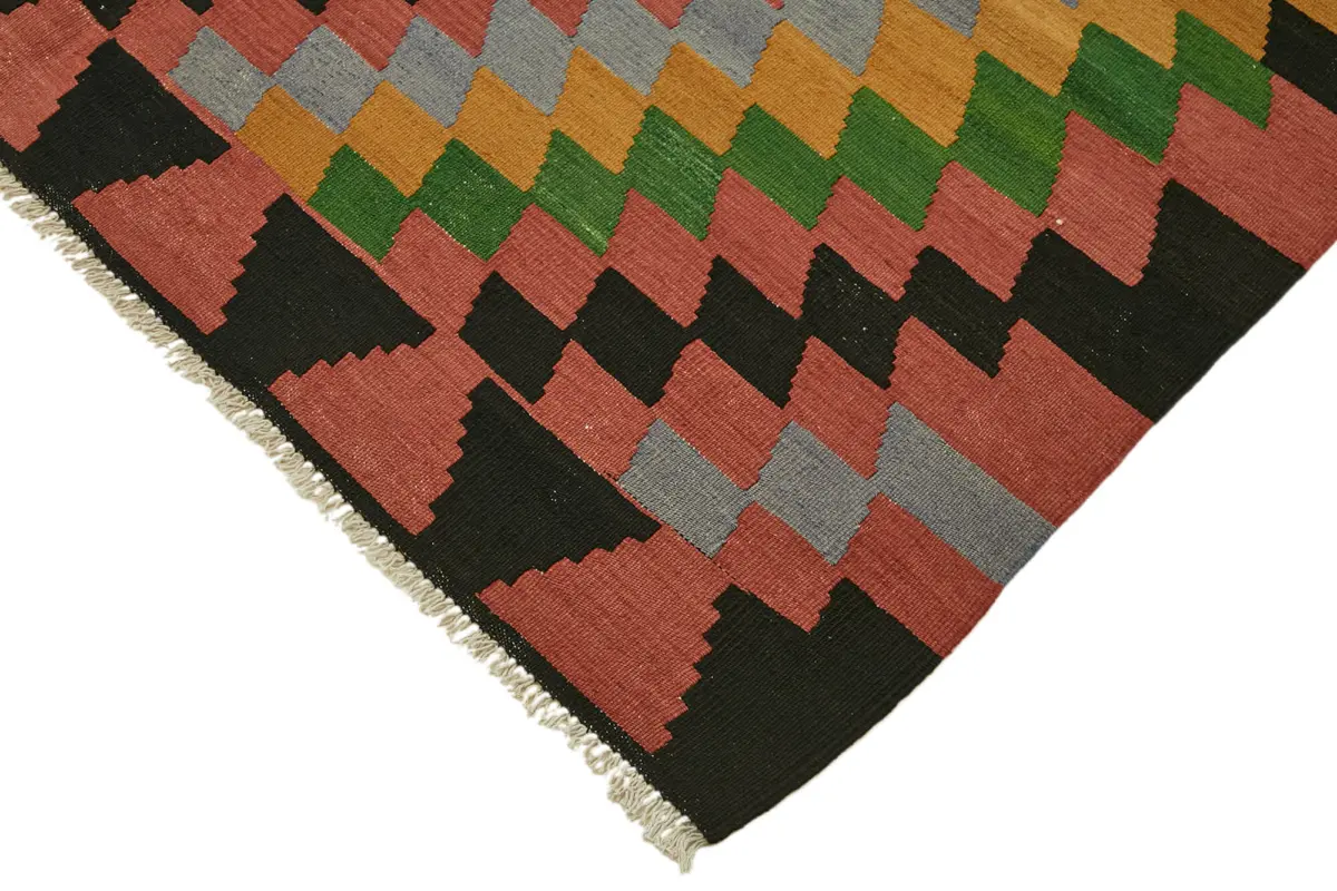 Anadolu Eskitme Multi Renk Pamuk Üzerine Yün El Dokuma Kilim-170x237 - Görsel 4