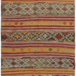 Anadolu Eskitme Multi Renk Pamuk Üzerine Yün El Dokuma Kilim-154x250