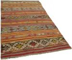 Anadolu Eskitme Multi Renk Pamuk Üzerine Yün El Dokuma Kilim-154x250 - Görsel 2