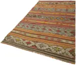 Anadolu Eskitme Multi Renk Pamuk Üzerine Yün El Dokuma Kilim-154x250 - Görsel 3