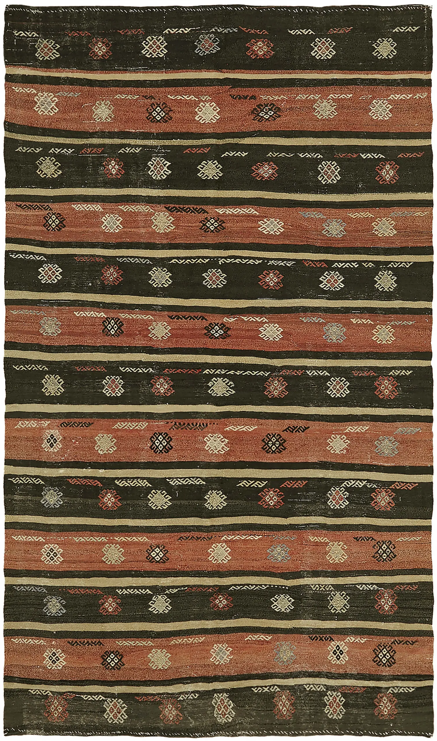 Anadolu Eskitme Multi Renk Pamuk Üzerine Yün El Dokuma Kilim-188x314 - Görsel 1