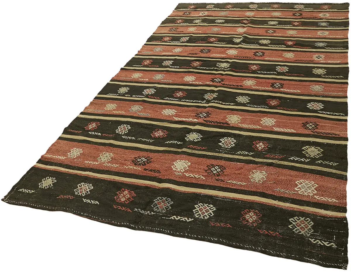 Anadolu Eskitme Multi Renk Pamuk Üzerine Yün El Dokuma Kilim-188x314 - Görsel 3