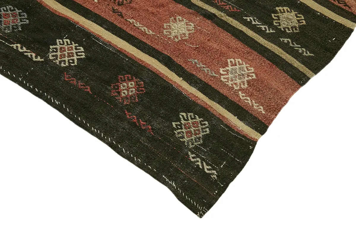 Anadolu Eskitme Multi Renk Pamuk Üzerine Yün El Dokuma Kilim-188x314 - Görsel 4