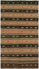 Anadolu Eskitme Multi Renk Pamuk Üzerine Yün El Dokuma Kilim-185x320