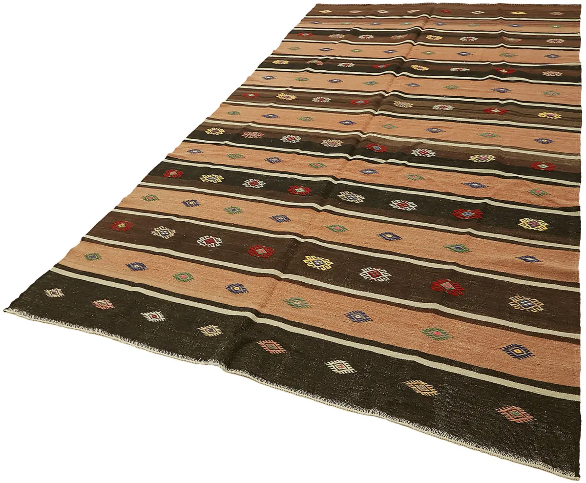 Anadolu Eskitme Multi Renk Pamuk Üzerine Yün El Dokuma Kilim-185x320 - Görsel 3