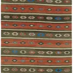 Anadolu Eskitme Multi Renk Pamuk Üzerine Yün El Dokuma Kilim-170x348