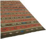 Anadolu Eskitme Multi Renk Pamuk Üzerine Yün El Dokuma Kilim-170x348 - Görsel 2