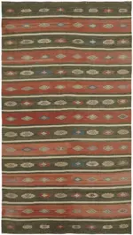 Anadolu Eskitme Multi Renk Pamuk Üzerine Yün El Dokuma Kilim-166x290