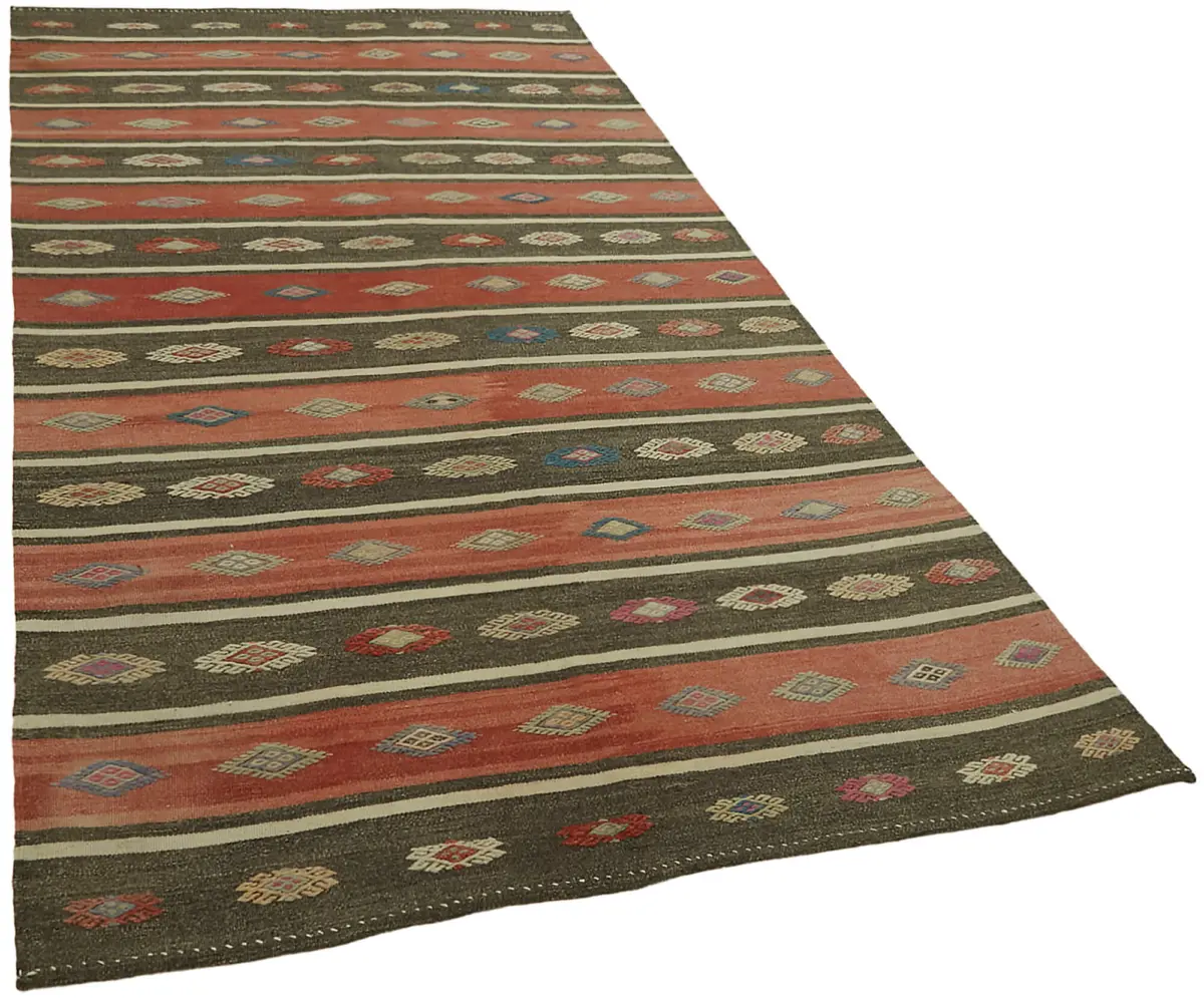 Anadolu Eskitme Multi Renk Pamuk Üzerine Yün El Dokuma Kilim-166x290 - Görsel 2