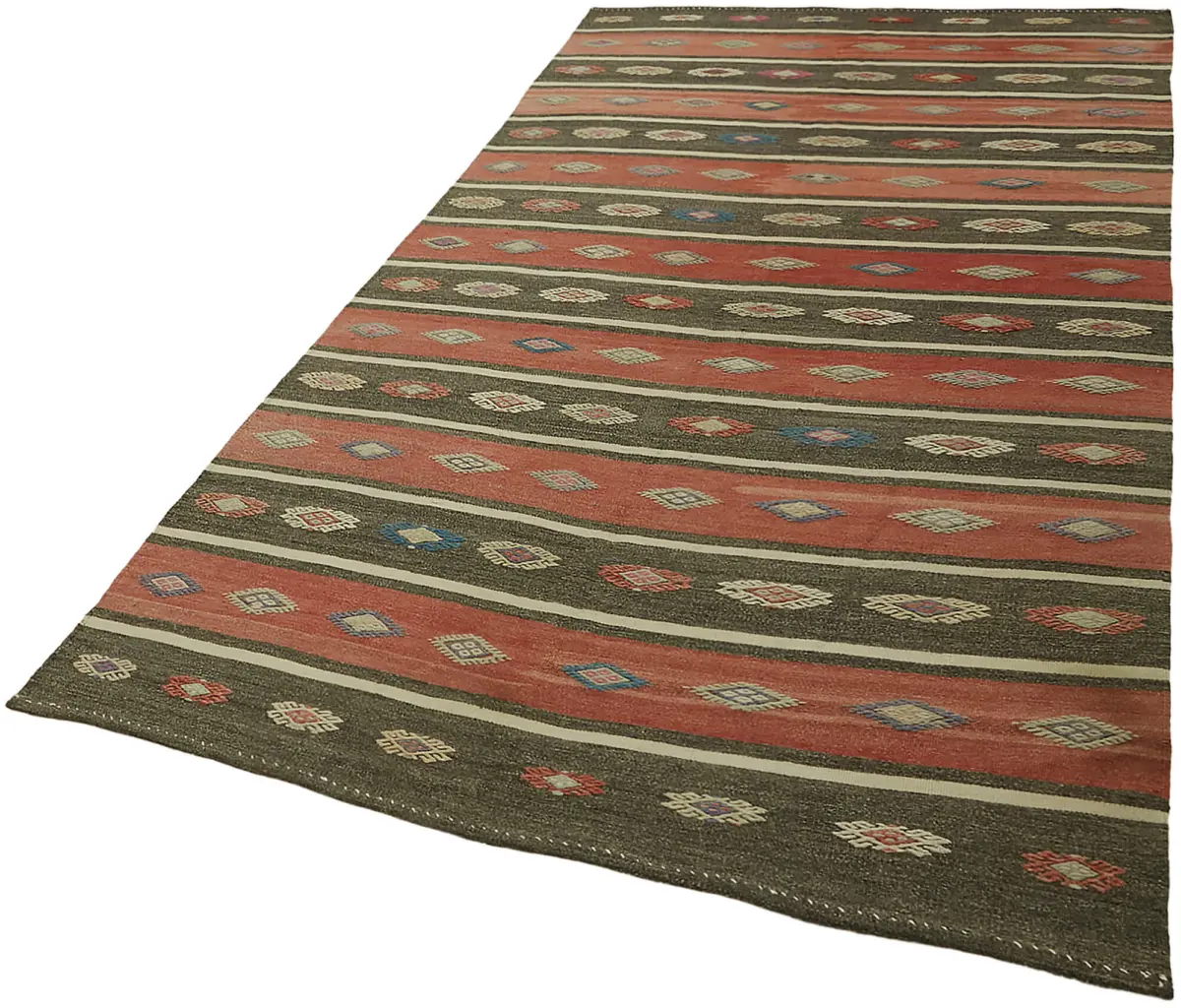Anadolu Eskitme Multi Renk Pamuk Üzerine Yün El Dokuma Kilim-166x290 - Görsel 3