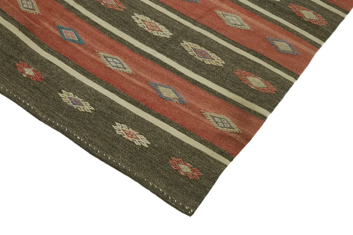 Anadolu Eskitme Multi Renk Pamuk Üzerine Yün El Dokuma Kilim-166x290 - Görsel 4