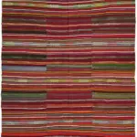 Anadolu Eskitme Multi Renk Pamuk Üzerine Yün El Dokuma Kilim-197x263