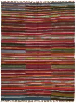 Anadolu Eskitme Multi Renk Pamuk Üzerine Yün El Dokuma Kilim-197x263