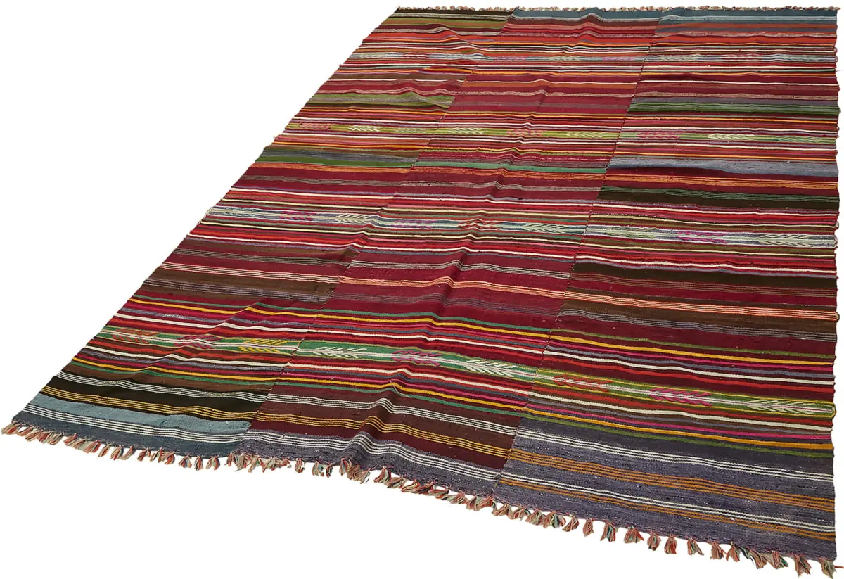 Anadolu Eskitme Multi Renk Pamuk Üzerine Yün El Dokuma Kilim-197x263 - Görsel 3