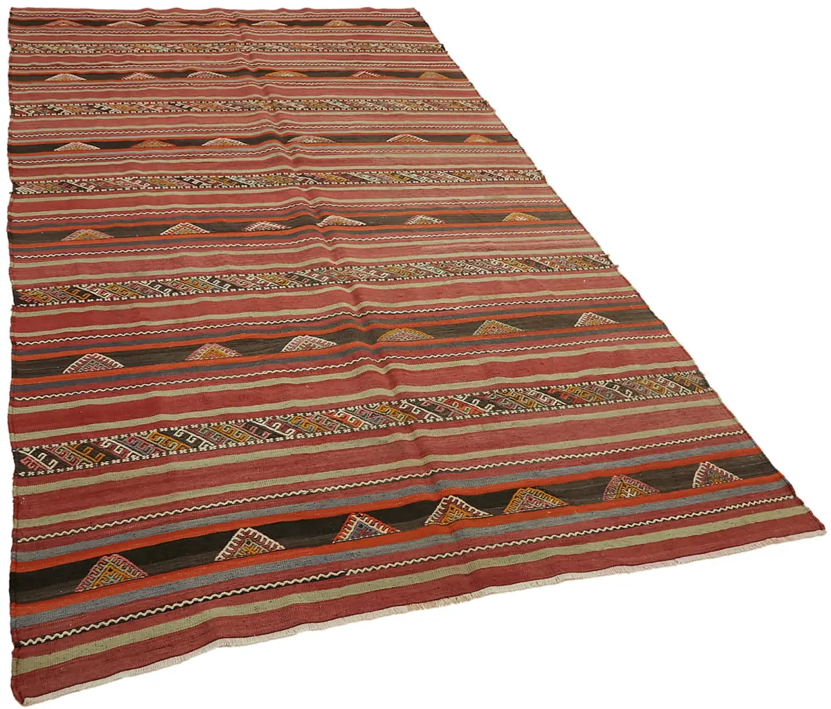 Anadolu Eskitme Multi Renk Pamuk Üzerine Yün El Dokuma Kilim-167x292 - Görsel 2