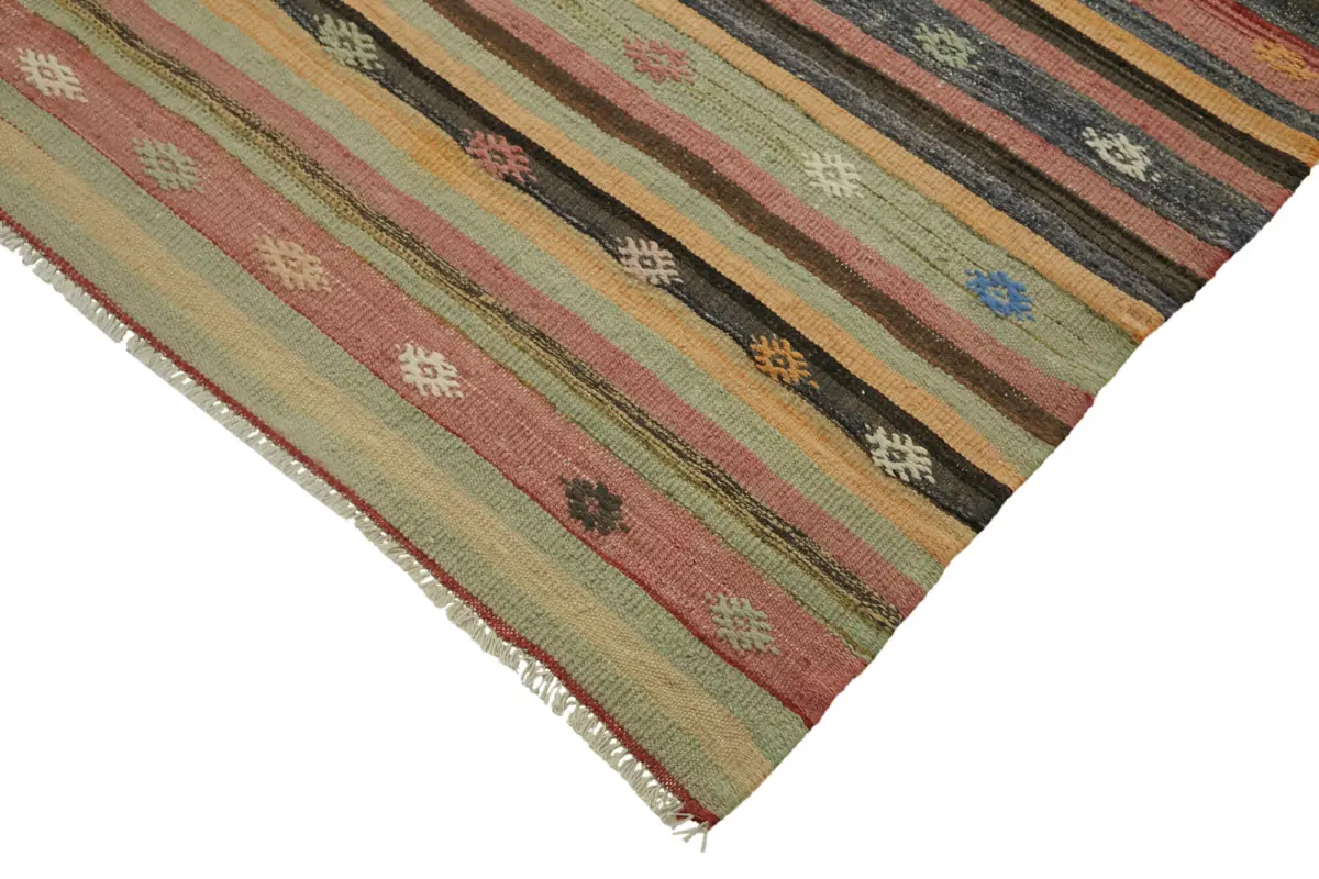 Anadolu Eskitme Multi Renk Pamuk Üzerine Yün El Dokuma Kilim-195x325 - Görsel 4