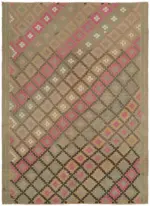 Anadolu Eskitme Multi Renk Pamuk Üzerine Yün El Dokuma Kilim-183x247