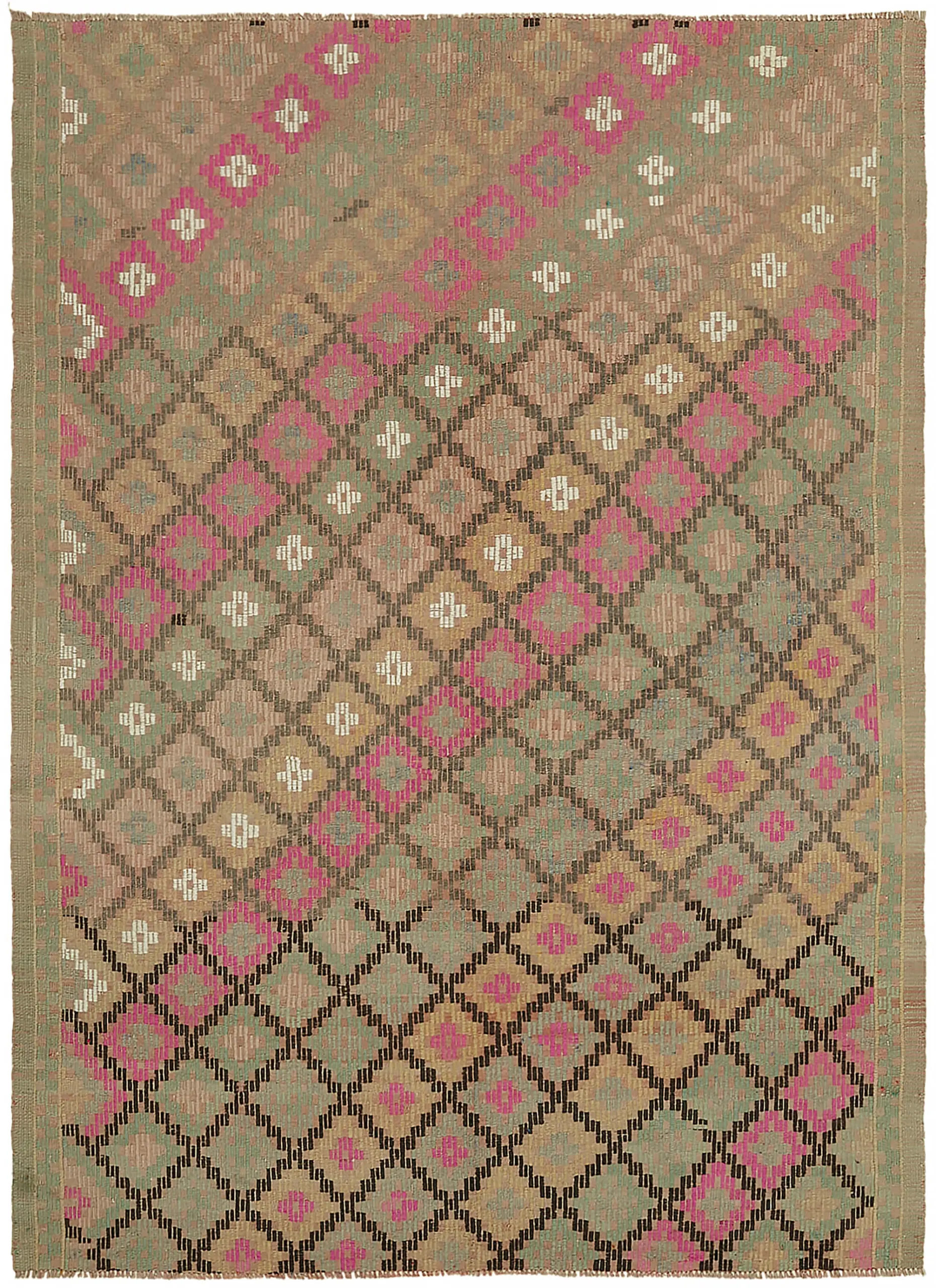 Rc_45957_0_Multicolor_Anatolian_Kilim_Rugs Anadolu Eskitme Multi Renk Pamuk Üzerine Yün El Dokuma Kilim-183x247 - Görsel 1