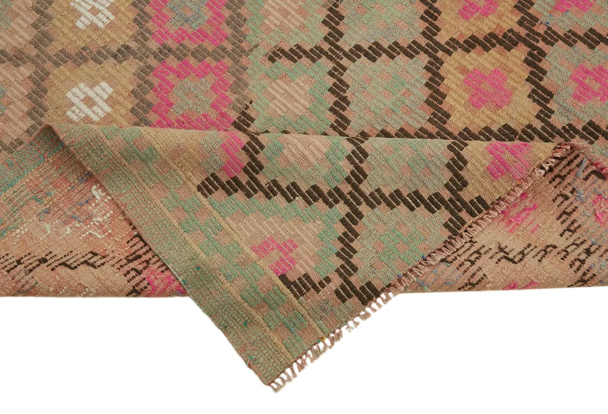 Anadolu Eskitme Multi Renk Pamuk Üzerine Yün El Dokuma Kilim-183x247 - Görsel 6