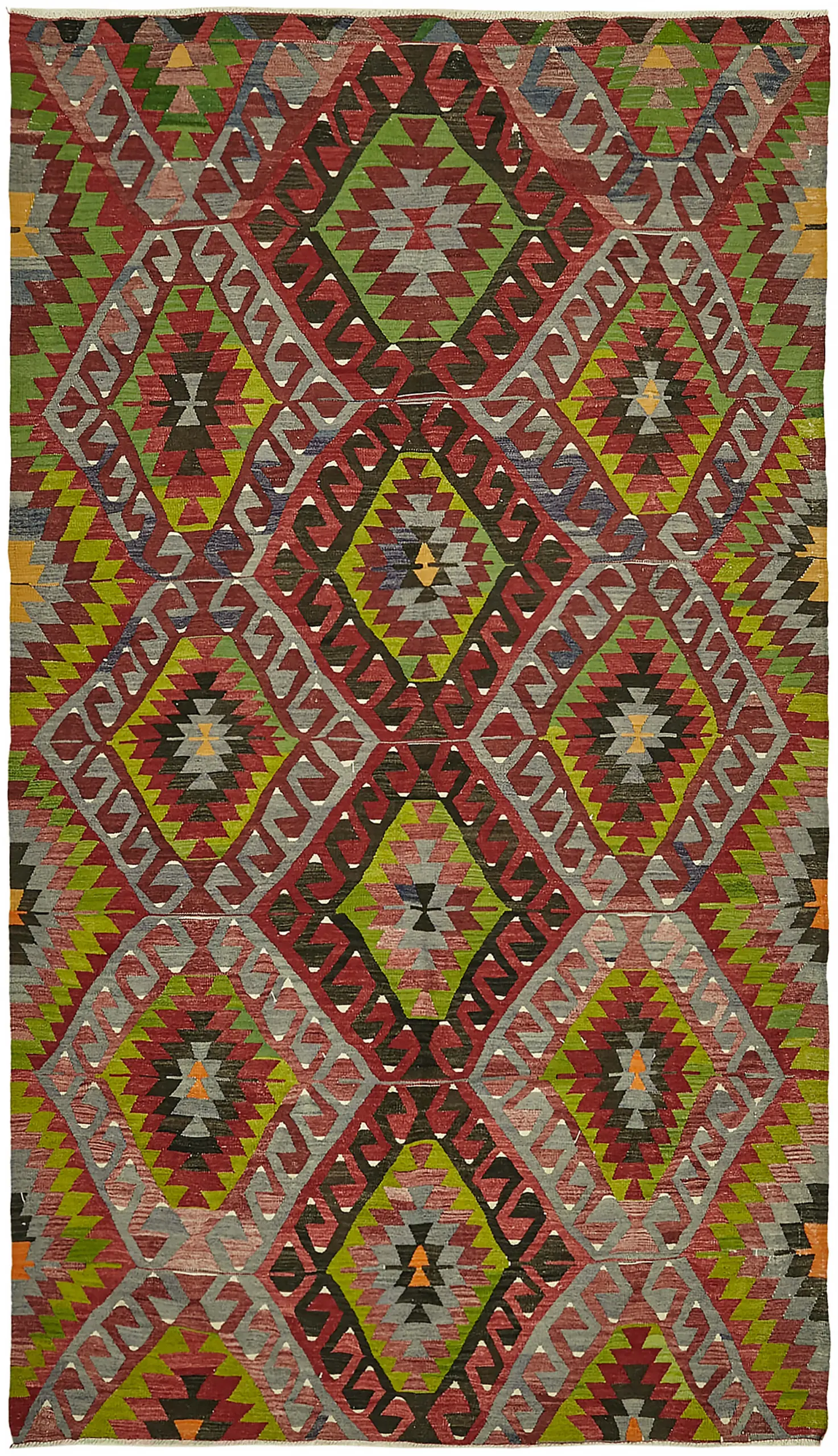 Rc_45958_0_Multicolor_Anatolian_Kilim_Rugs Anadolu Eskitme Multi Renk Pamuk Üzerine Yün El Dokuma Kilim-182x319 - Görsel 1