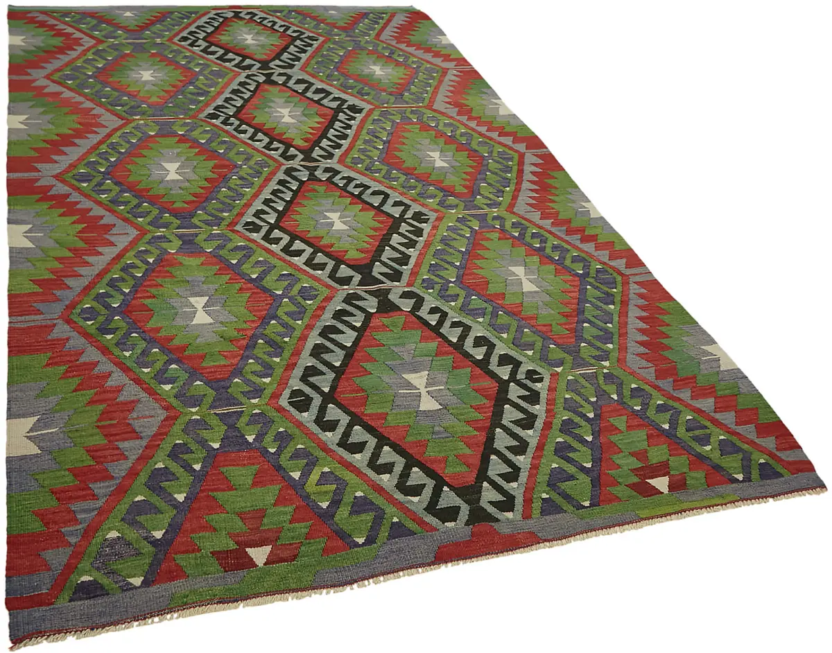 Anadolu Eskitme Multi Renk Pamuk Üzerine Yün El Dokuma Kilim-176x280 - Görsel 2