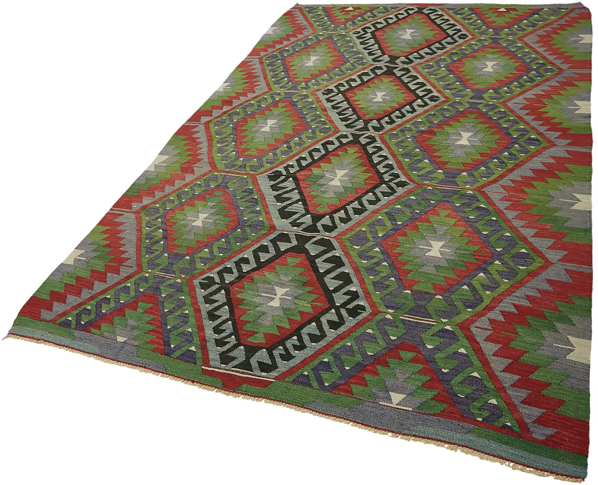 Anadolu Eskitme Multi Renk Pamuk Üzerine Yün El Dokuma Kilim-176x280 - Görsel 3