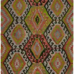 Anadolu Eskitme Multi Renk Pamuk Üzerine Yün El Dokuma Kilim-198x320