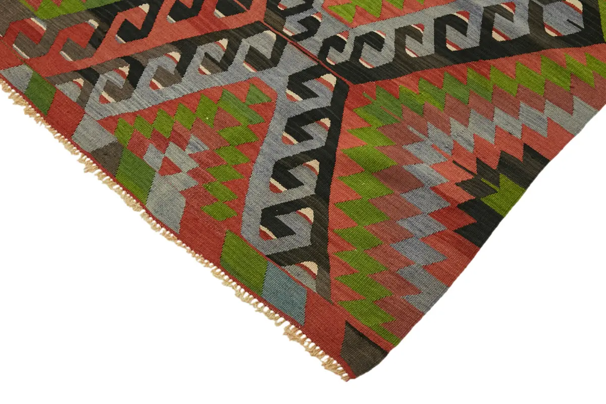 Anadolu Eskitme Multi Renk Pamuk Üzerine Yün El Dokuma Kilim-198x320 - Görsel 4