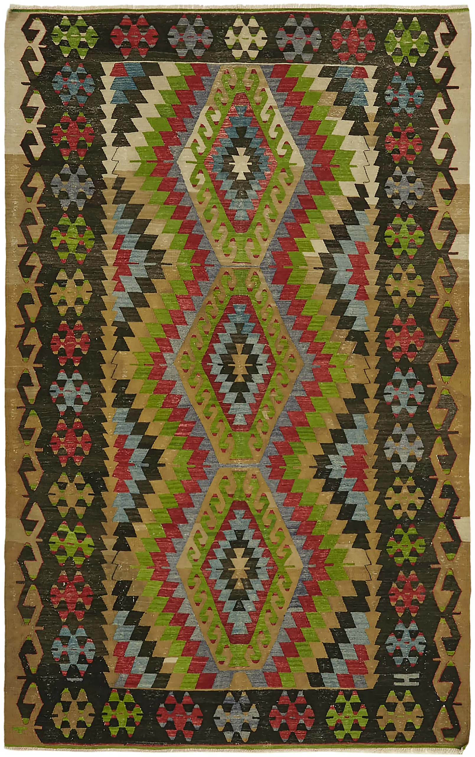 Rc_45961_0_Multicolor_Anatolian_Kilim_Rugs Anadolu Eskitme Multi Renk Pamuk Üzerine Yün El Dokuma Kilim-190x292 - Görsel 1