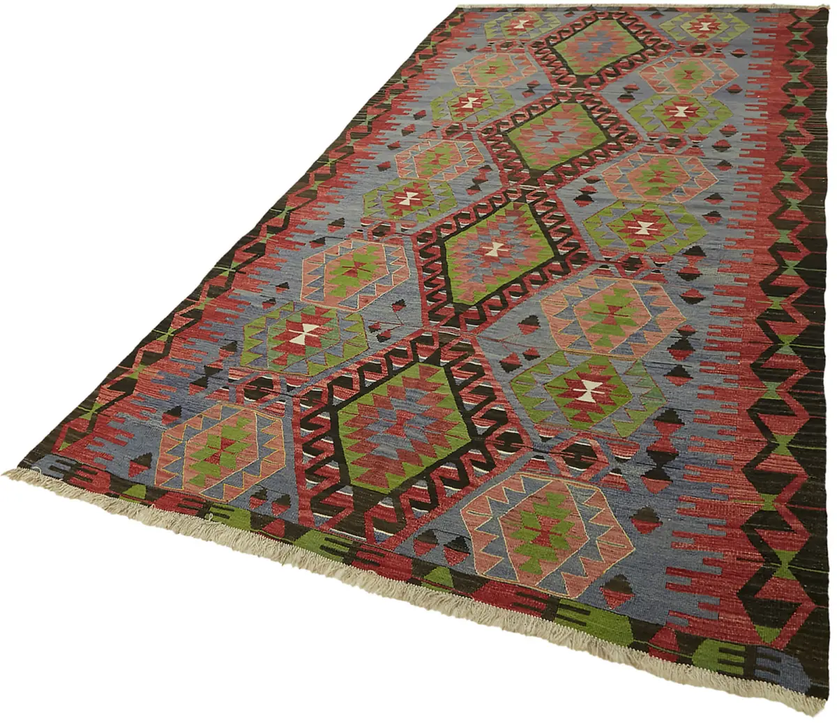 Anadolu Eskitme Multi Renk Pamuk Üzerine Yün El Dokuma Kilim-168x298 - Görsel 3
