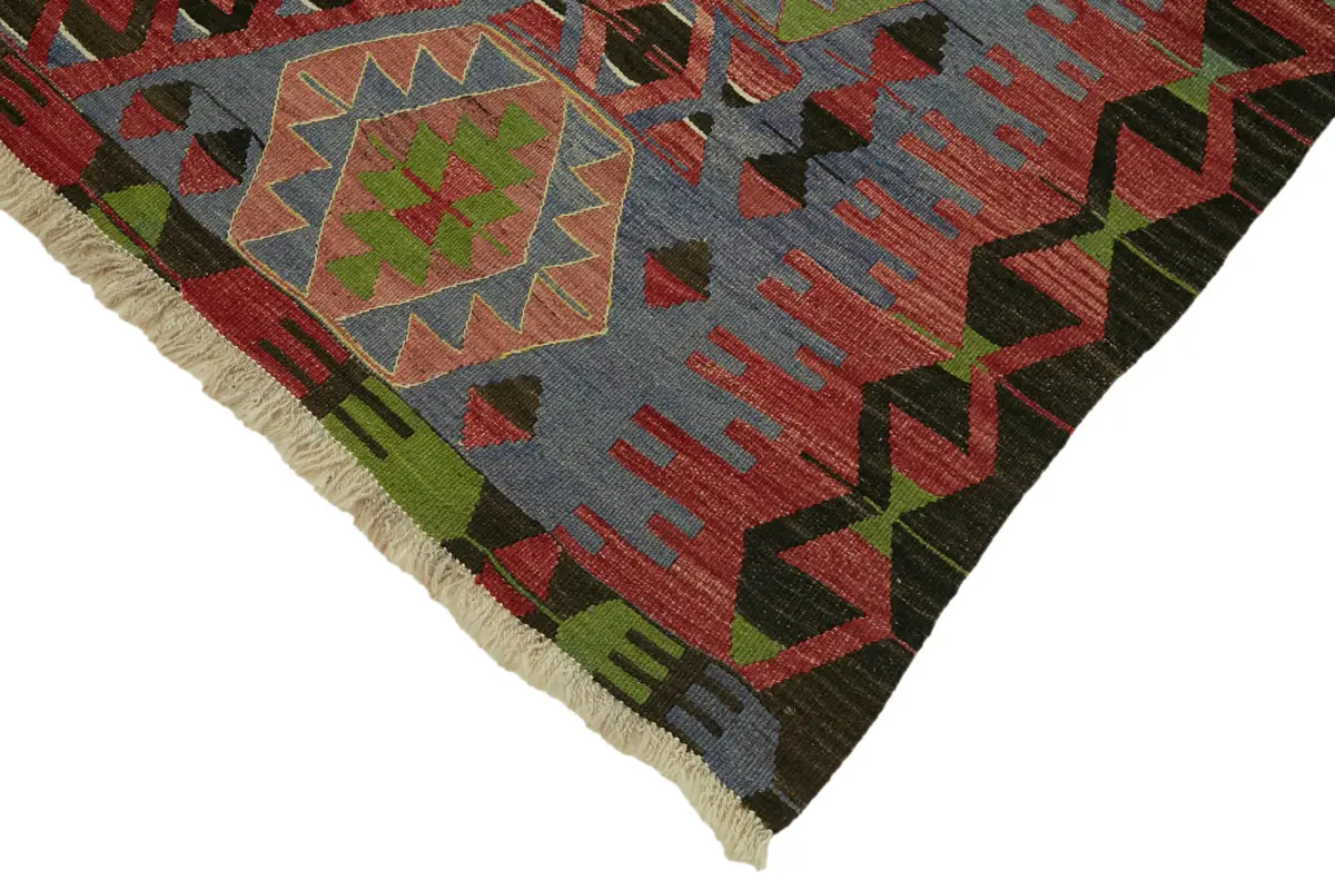 Anadolu Eskitme Multi Renk Pamuk Üzerine Yün El Dokuma Kilim-168x298 - Görsel 4