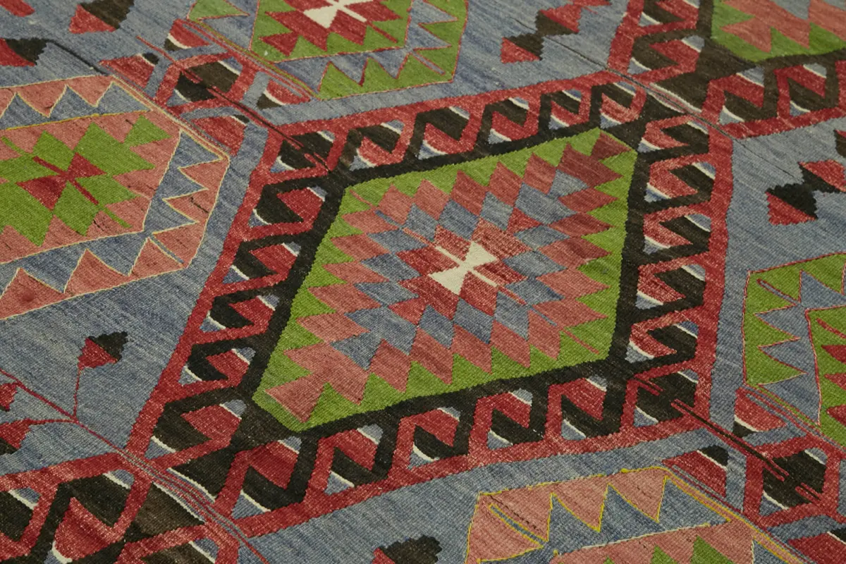 Anadolu Eskitme Multi Renk Pamuk Üzerine Yün El Dokuma Kilim-168x298 - Görsel 5