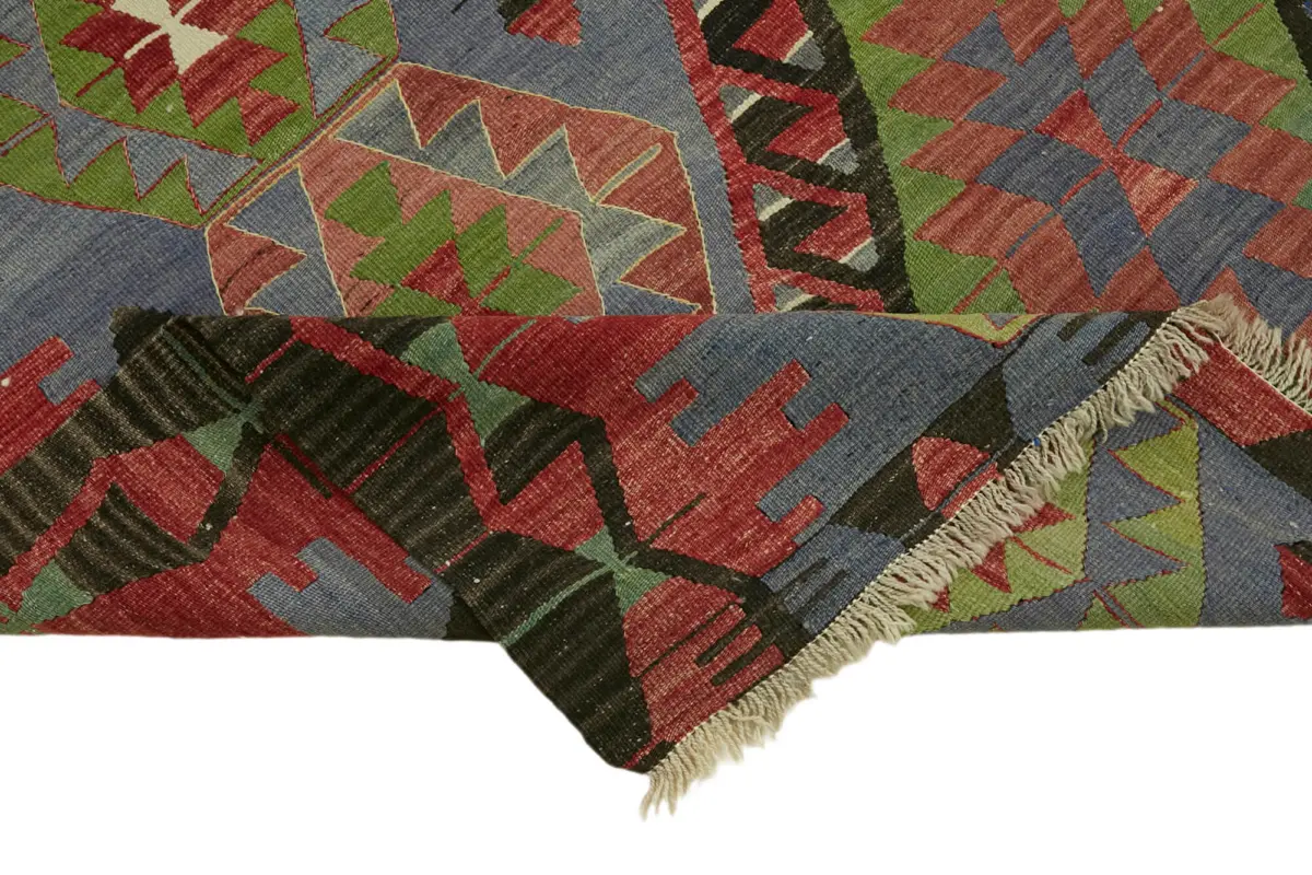 Anadolu Eskitme Multi Renk Pamuk Üzerine Yün El Dokuma Kilim-168x298 - Görsel 6