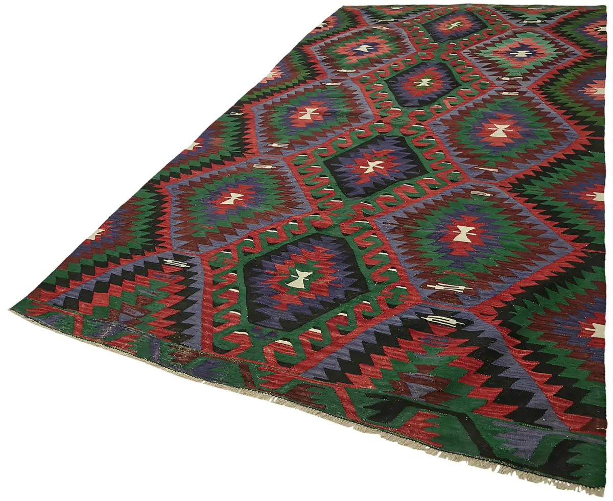 Anadolu Eskitme Multi Renk Pamuk Üzerine Yün El Dokuma Kilim-192x356 - Görsel 3