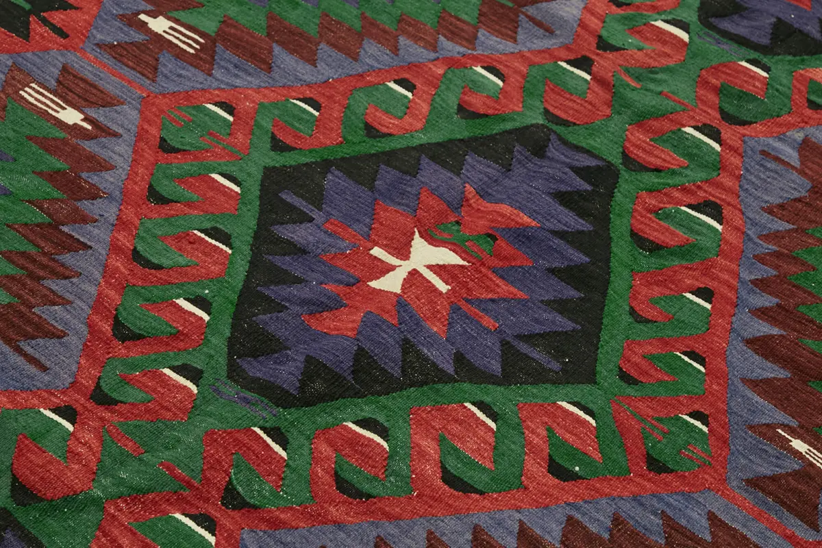 Anadolu Eskitme Multi Renk Pamuk Üzerine Yün El Dokuma Kilim-192x356 - Görsel 5