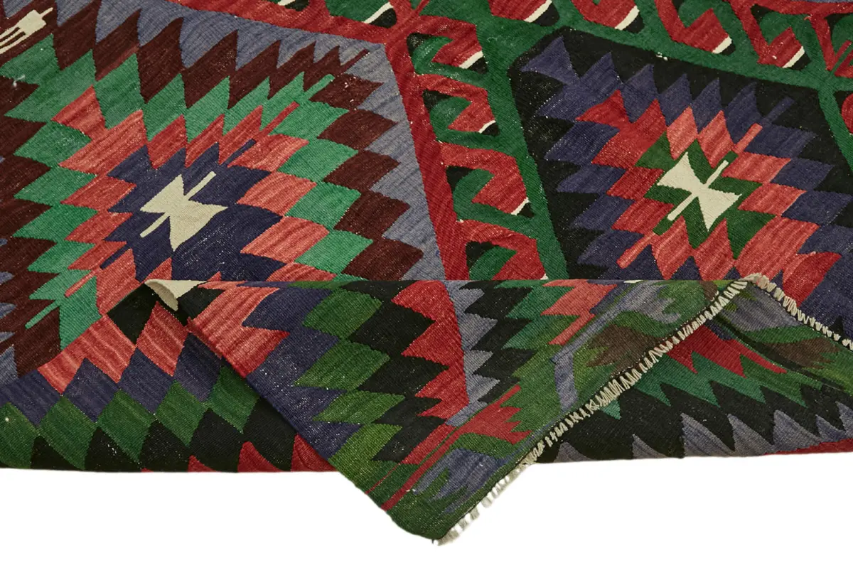 Anadolu Eskitme Multi Renk Pamuk Üzerine Yün El Dokuma Kilim-192x356 - Görsel 6