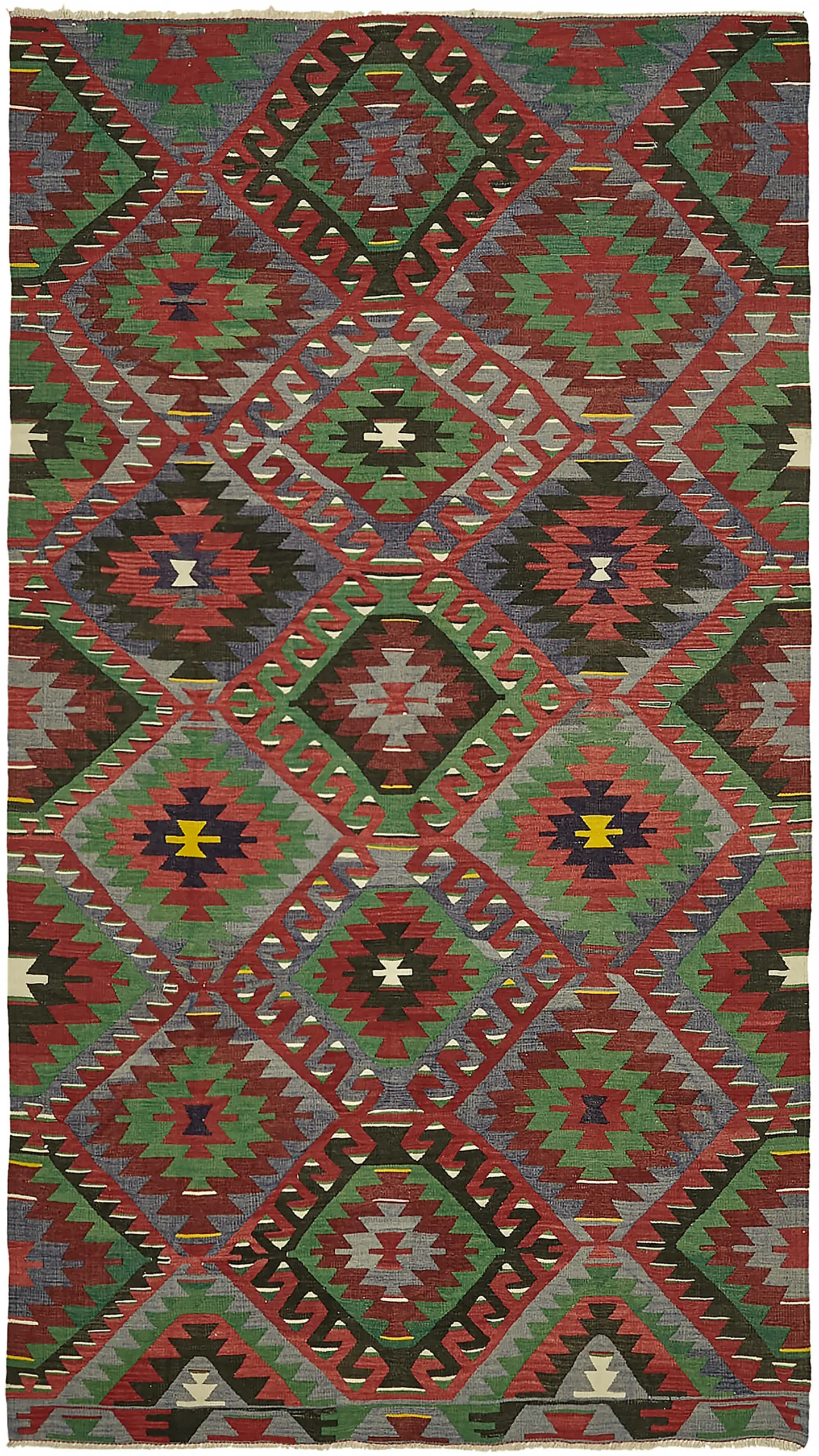 Anadolu Eskitme Multi Renk Pamuk Üzerine Yün El Dokuma Kilim-169x294 - Görsel 1