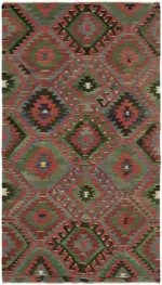 Anadolu Eskitme Multi Renk Pamuk Üzerine Yün El Dokuma Kilim-177x307