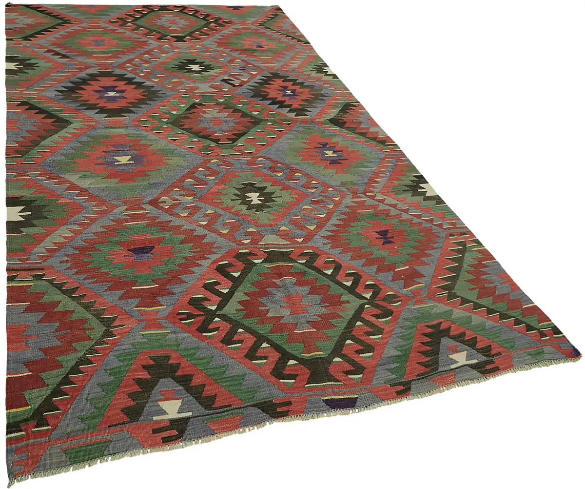 Anadolu Eskitme Multi Renk Pamuk Üzerine Yün El Dokuma Kilim-177x307 - Görsel 2