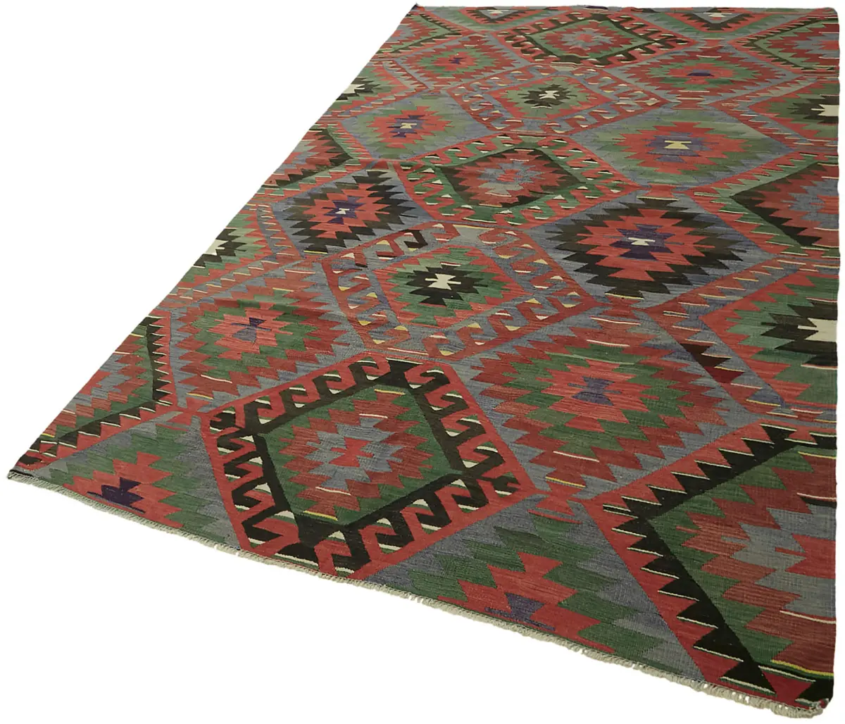 Anadolu Eskitme Multi Renk Pamuk Üzerine Yün El Dokuma Kilim-177x307 - Görsel 3