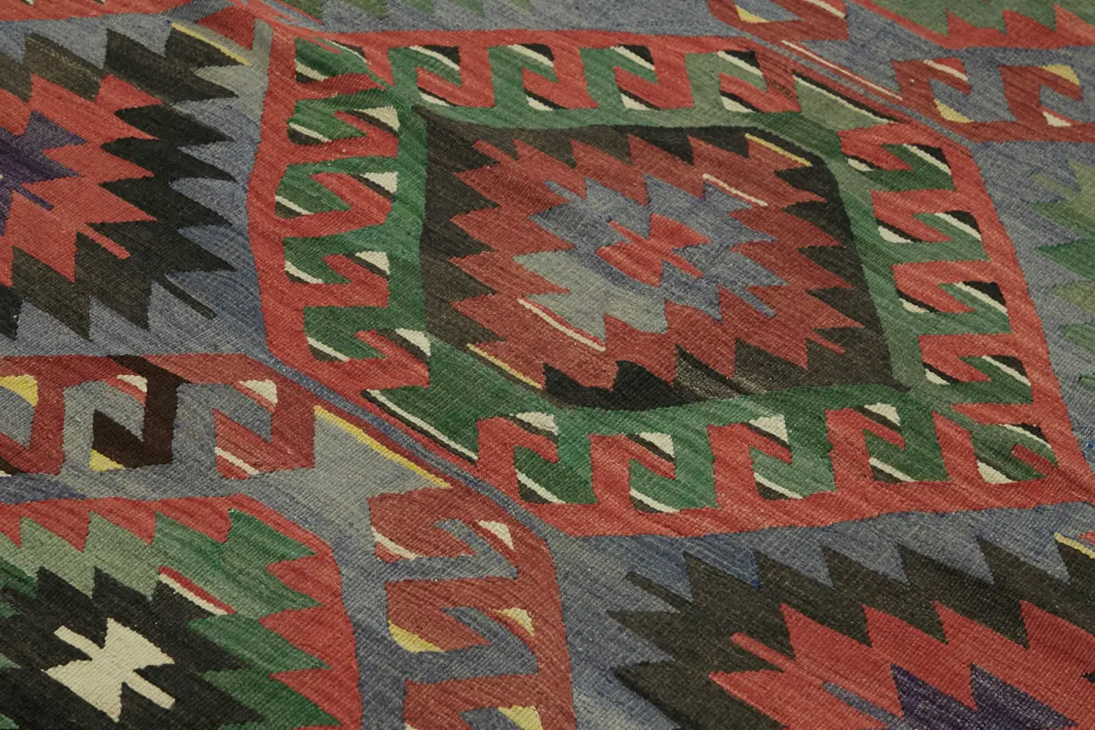 Anadolu Eskitme Multi Renk Pamuk Üzerine Yün El Dokuma Kilim-177x307 - Görsel 5