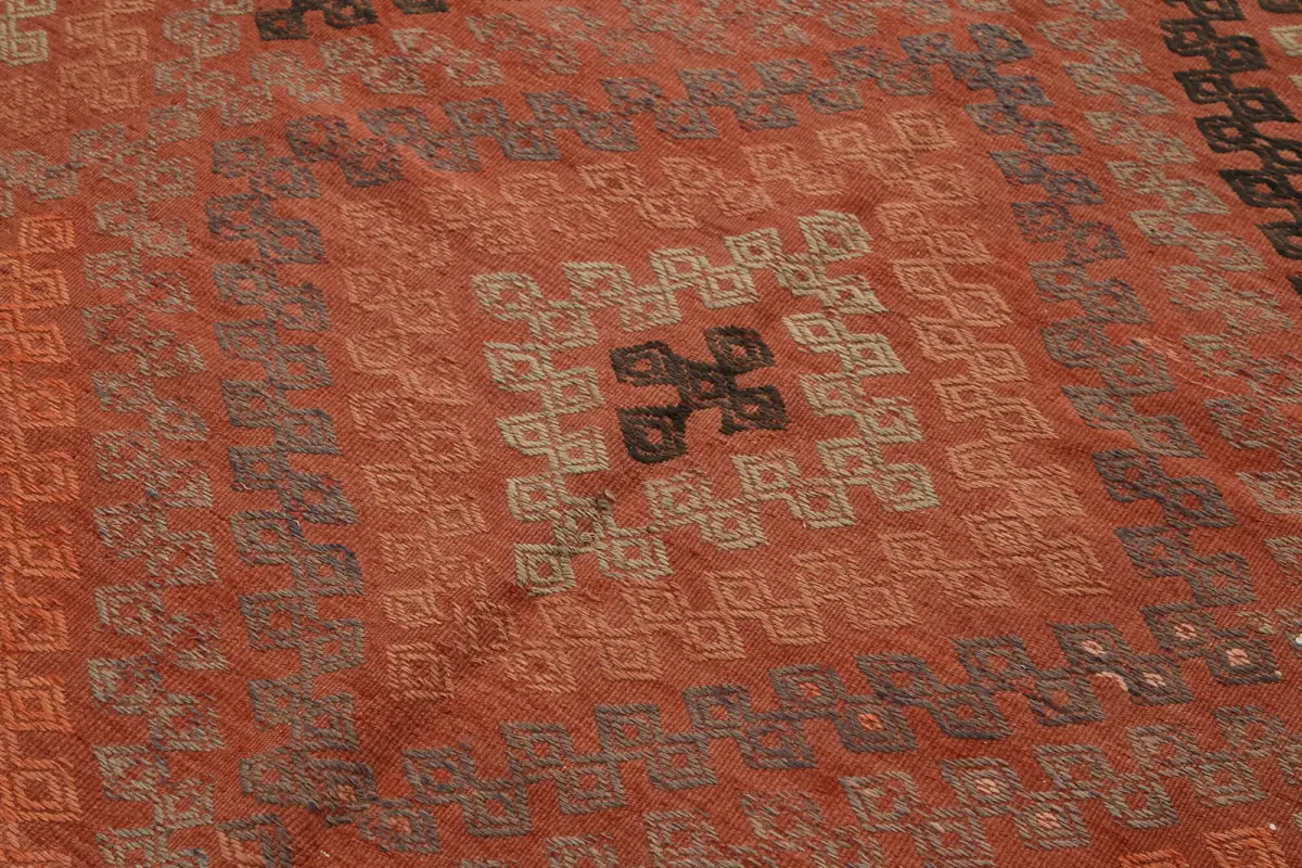 Anadolu Eskitme Multi Renk Pamuk Üzerine Yün El Dokuma Kilim-160x383 - Görsel 5