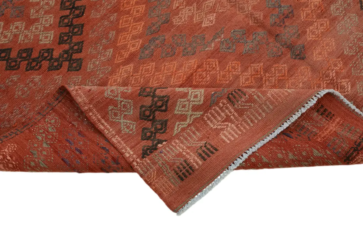 Anadolu Eskitme Multi Renk Pamuk Üzerine Yün El Dokuma Kilim-160x383 - Görsel 6