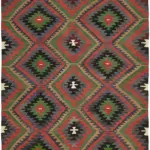 Anadolu Eskitme Multi Renk Pamuk Üzerine Yün El Dokuma Kilim-202x284