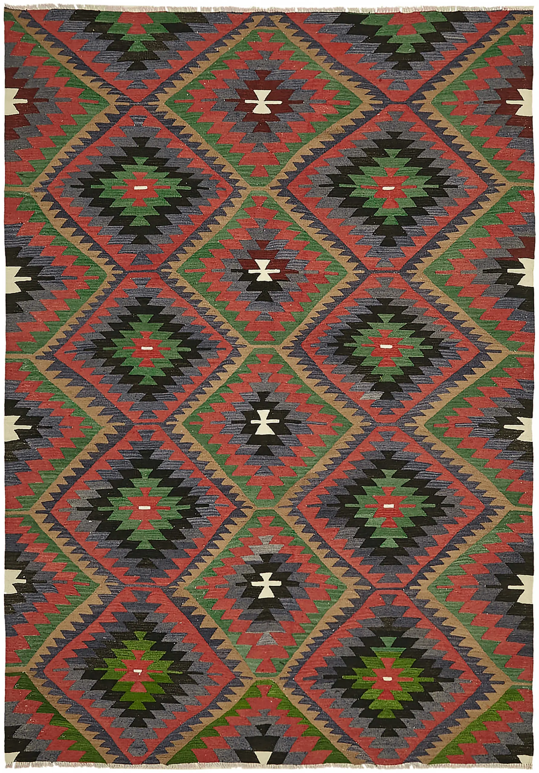Rc_45969_0_Multicolor_Anatolian_Kilim_Rugs Anadolu Eskitme Multi Renk Pamuk Üzerine Yün El Dokuma Kilim-202x284 - Görsel 1