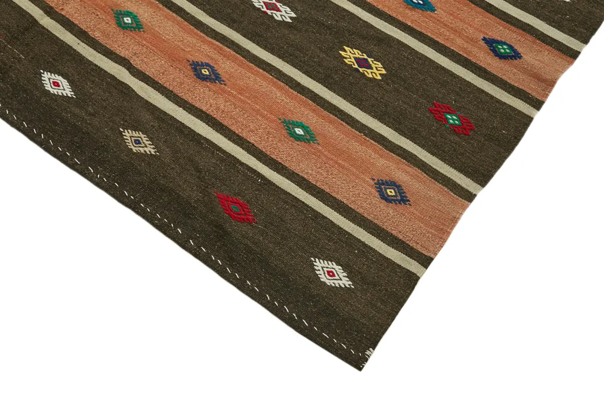 Anadolu Eskitme Multi Renk Pamuk Üzerine Yün El Dokuma Kilim-172x315 - Görsel 4