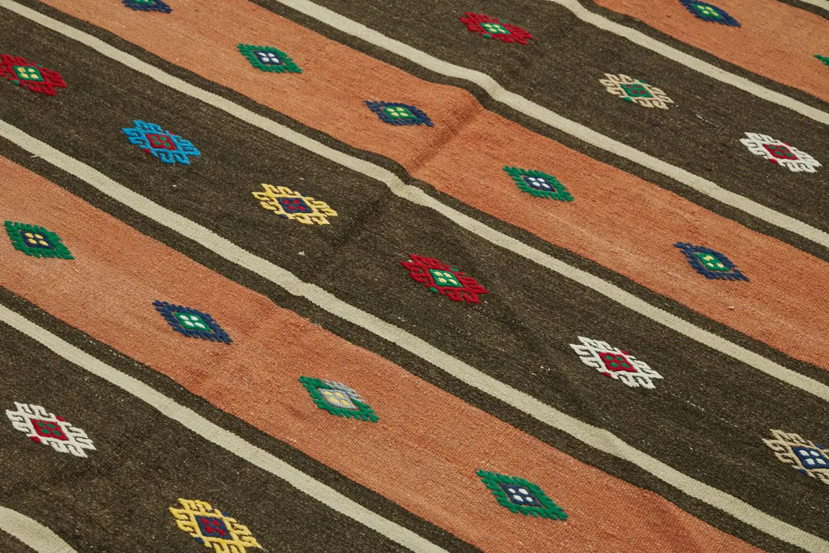 Anadolu Eskitme Multi Renk Pamuk Üzerine Yün El Dokuma Kilim-172x315 - Görsel 5