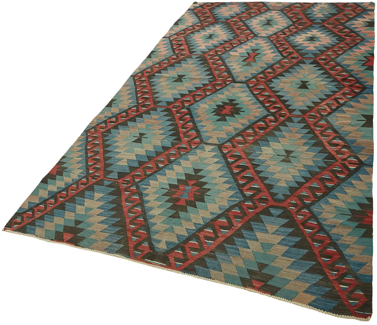 Anadolu Eskitme Multi Renk Pamuk Üzerine Yün El Dokuma Kilim-158x296 - Görsel 3