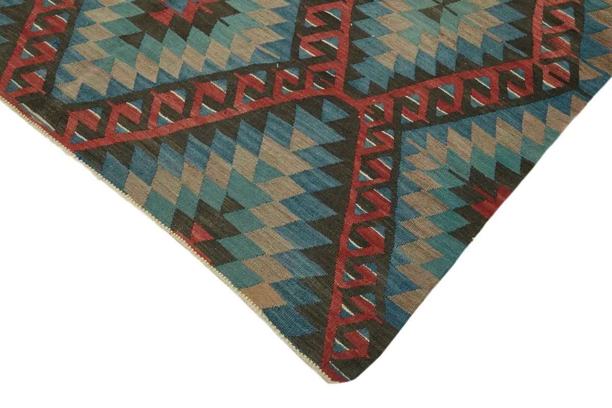 Anadolu Eskitme Multi Renk Pamuk Üzerine Yün El Dokuma Kilim-158x296 - Görsel 4